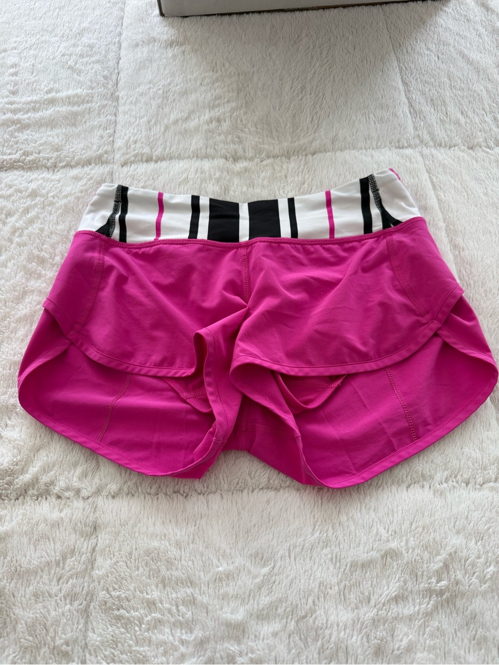 Women’s Athletic Pink Layered Shorts with Striped Waistband